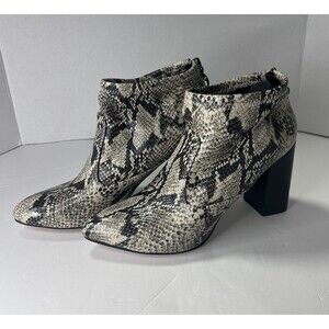 Frank Sarto Kortney Ankle Boots Womens 8.5m Snakeskin Print Heel Booties Trendy